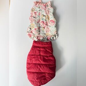 Floral Dog jacket and red dog or puppy jacket